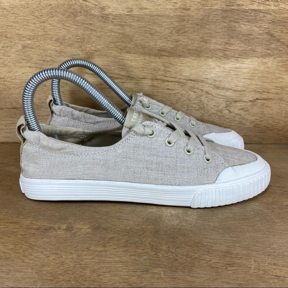 Tretorn Beige Canvas Women SZ 5.5 Low-Top Lace-Up Cinch Back Sneakers